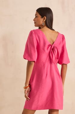 BAYLA short puff sleeve straight dress;${refinementColor}