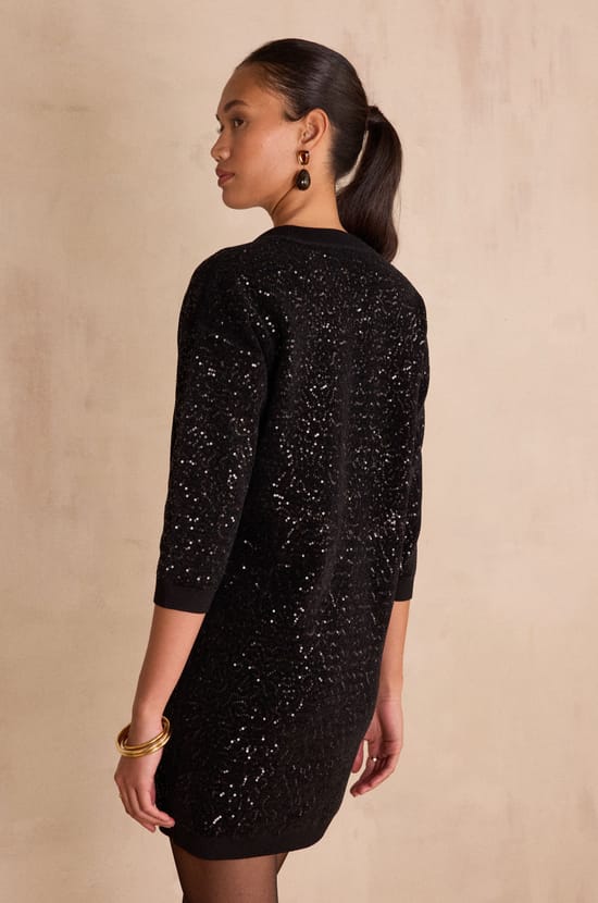 Short sequined jumper dress REVEILLON;${refinementColor}