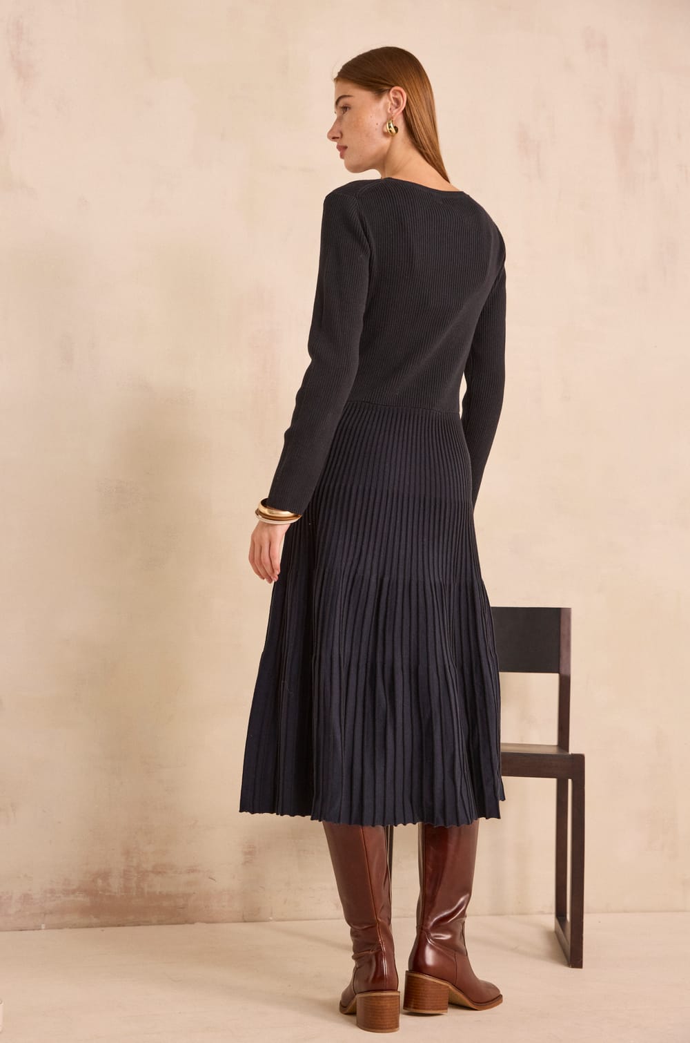 POESIE knit trapeze dress;${refinementColor}