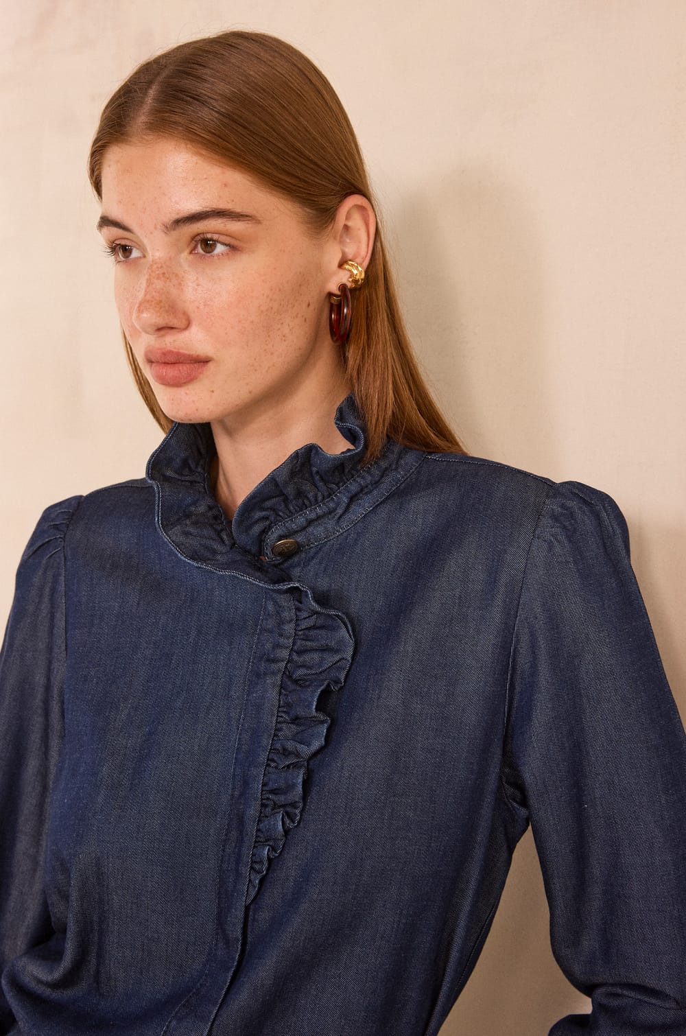 Long Sleeve Denim Blouse MILAN;${refinementColor}