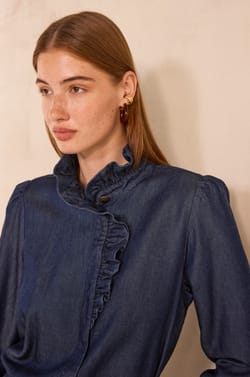 Long Sleeve Denim Blouse MILAN;${refinementColor}