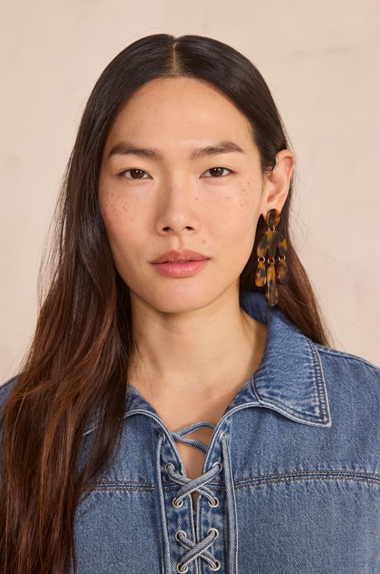 Robe droite en denim BLANCHE;${refinementColor}