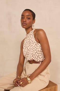 Dotted sleeveless top DARLA;${refinementColor}