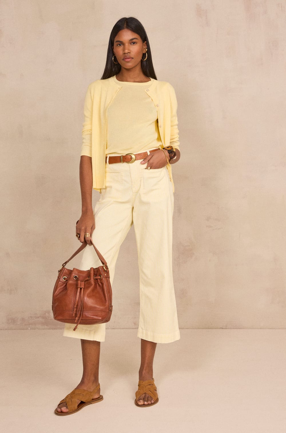 Striped wide pants ROMA;${refinementColor}