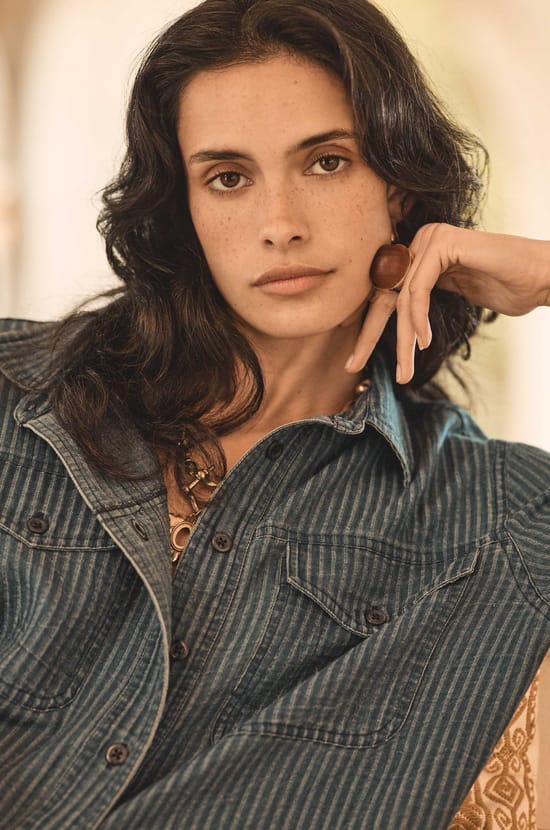 DORA long-sleeved cotton blouse;${refinementColor}