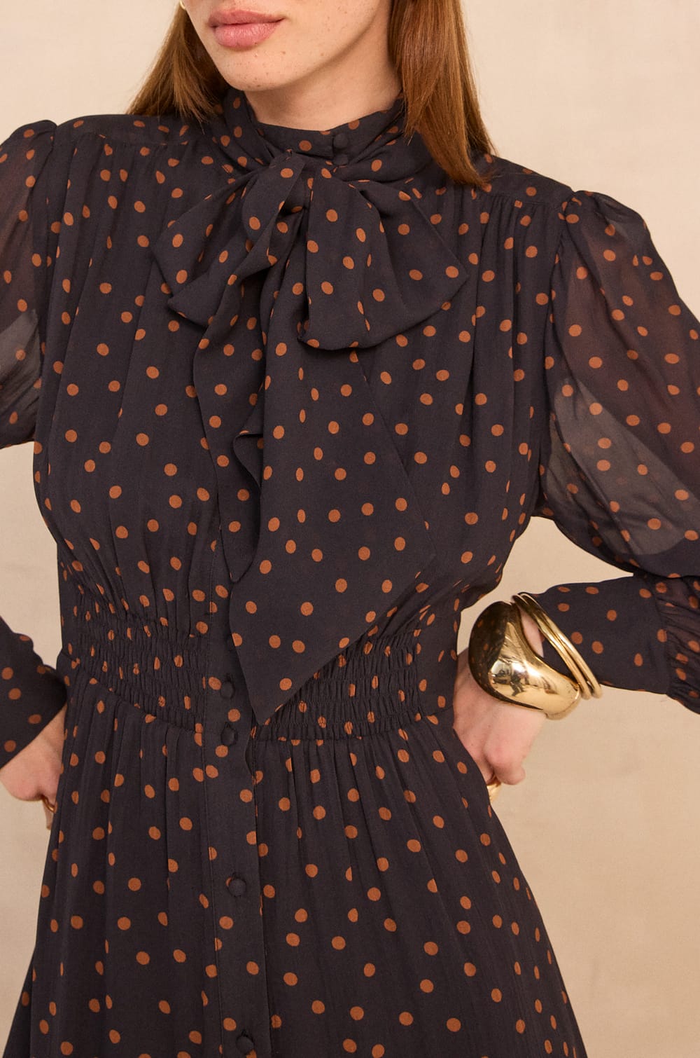 Flowy polka dot dress PRISCA;${refinementColor}