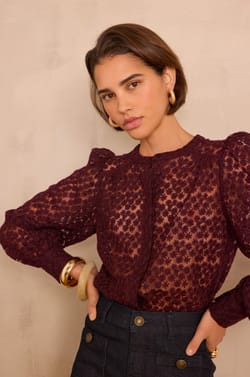 Embroidered CAMOMILLE blouse in cotton;${refinementColor}
