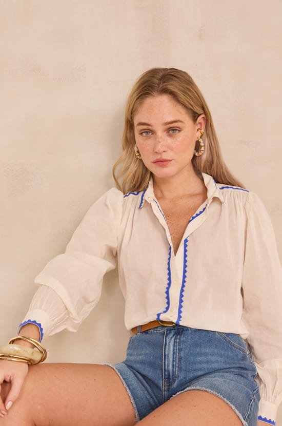 DARIUS long-sleeved cotton embroidered shirt;${refinementColor}