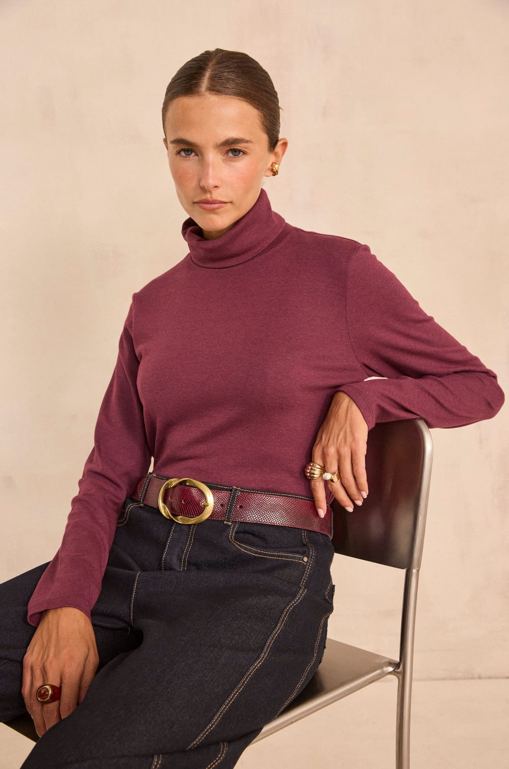 Long sleeve mixed cotton T-shirt FERGUIE;${refinementColor}