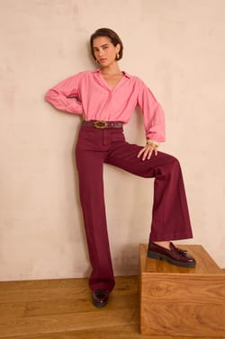LUNA wide-leg trousers in cotton;${refinementColor}