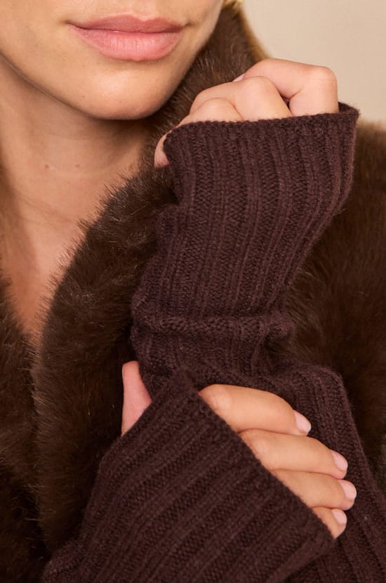 Gants chocolat en maille de laine FLORA;${refinementColor}