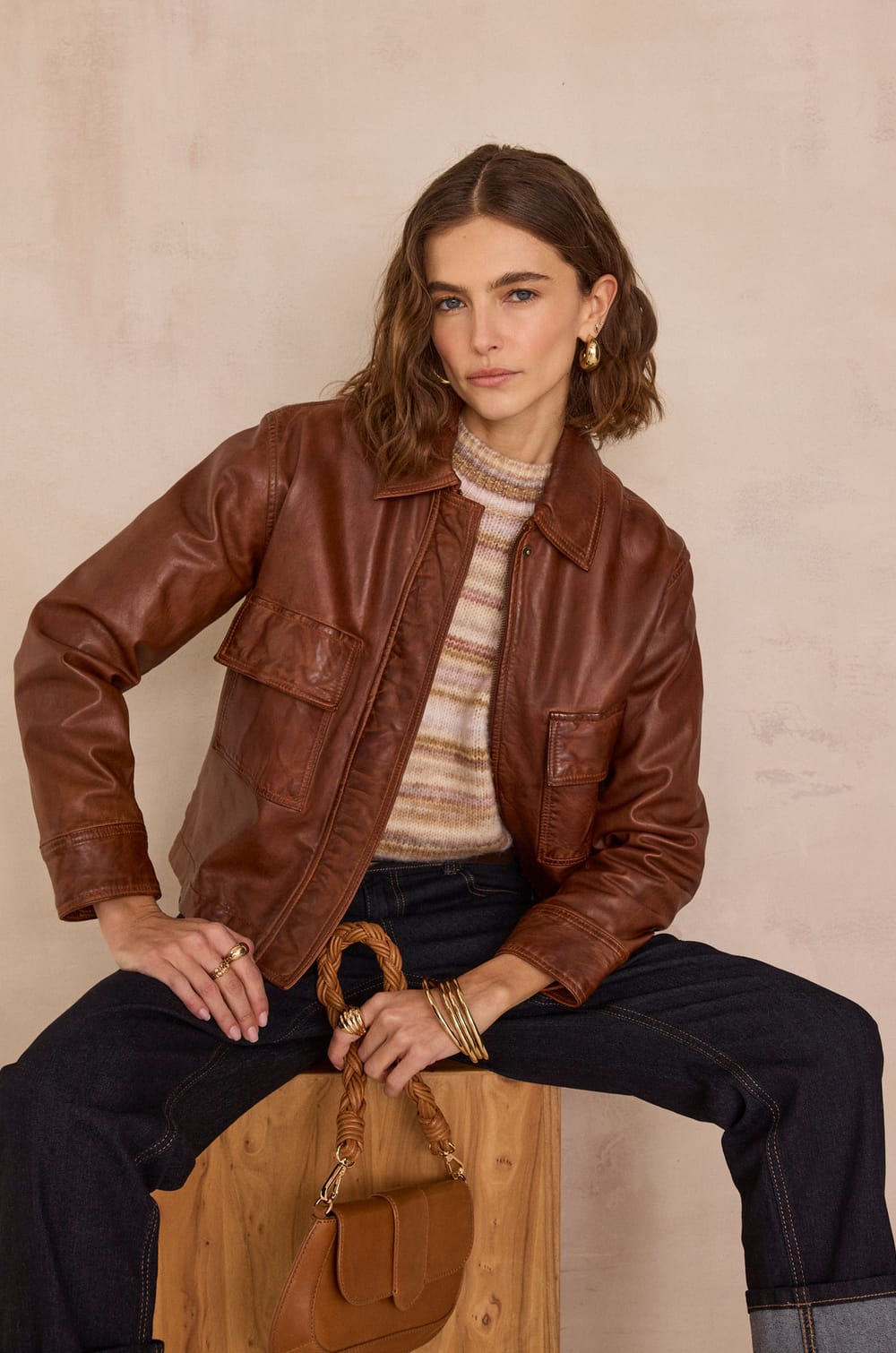 Blouson en cuir COCO;${refinementColor}