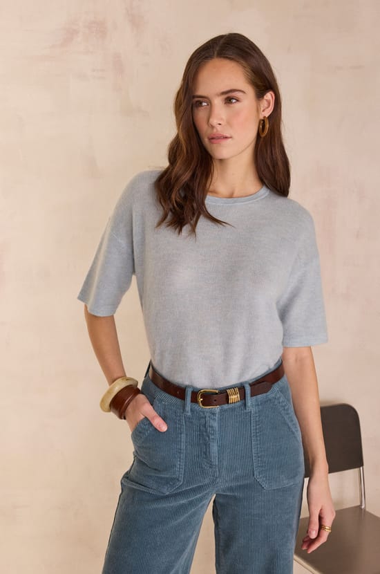 Short-sleeved jumper in mohair and wool PAOLO BIS;${refinementColor}
