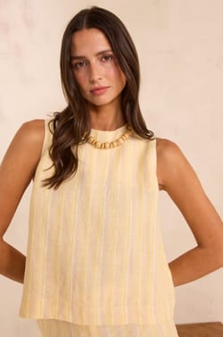 Sleeveless striped linen top MELINA;${refinementColor}
