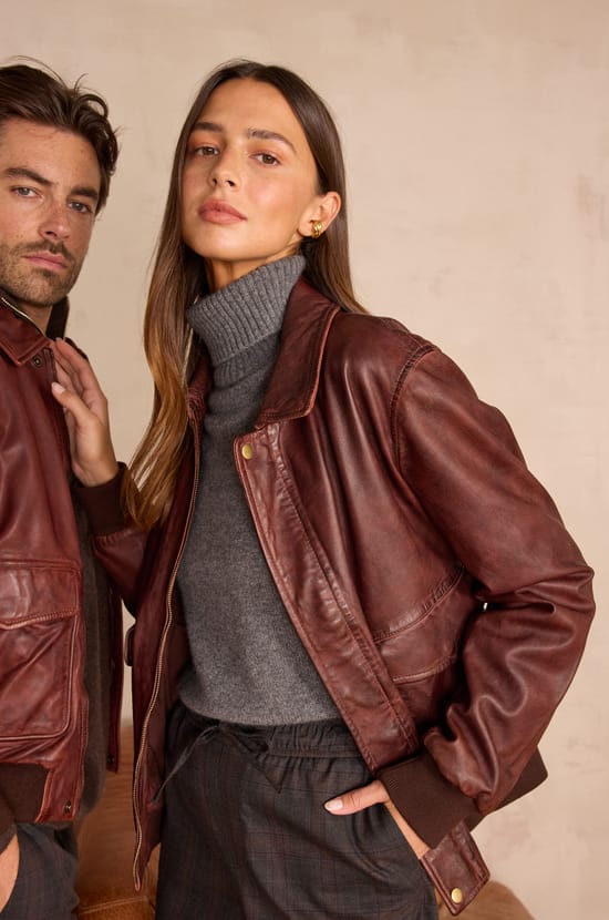 Unisex SEDUCTEUR jacket in 100% leather;${refinementColor}