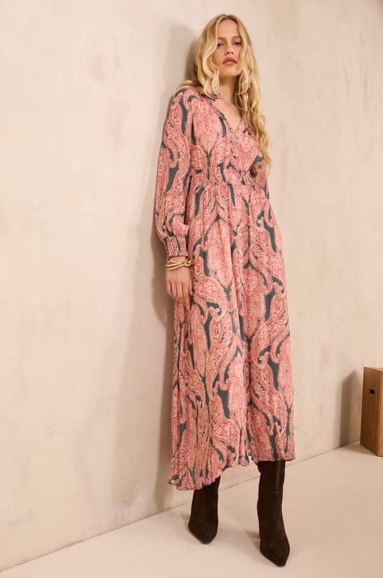 Flowing printed dress PASTEL;${refinementColor}