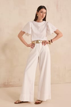 LUNA cotton short sleeve embroidered t-shirt;${refinementColor}