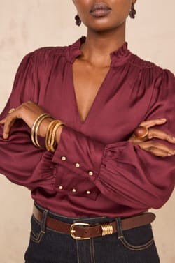 Blouse &agrave; manches longues en viscose MAEVA BL SATIN;${refinementColor}