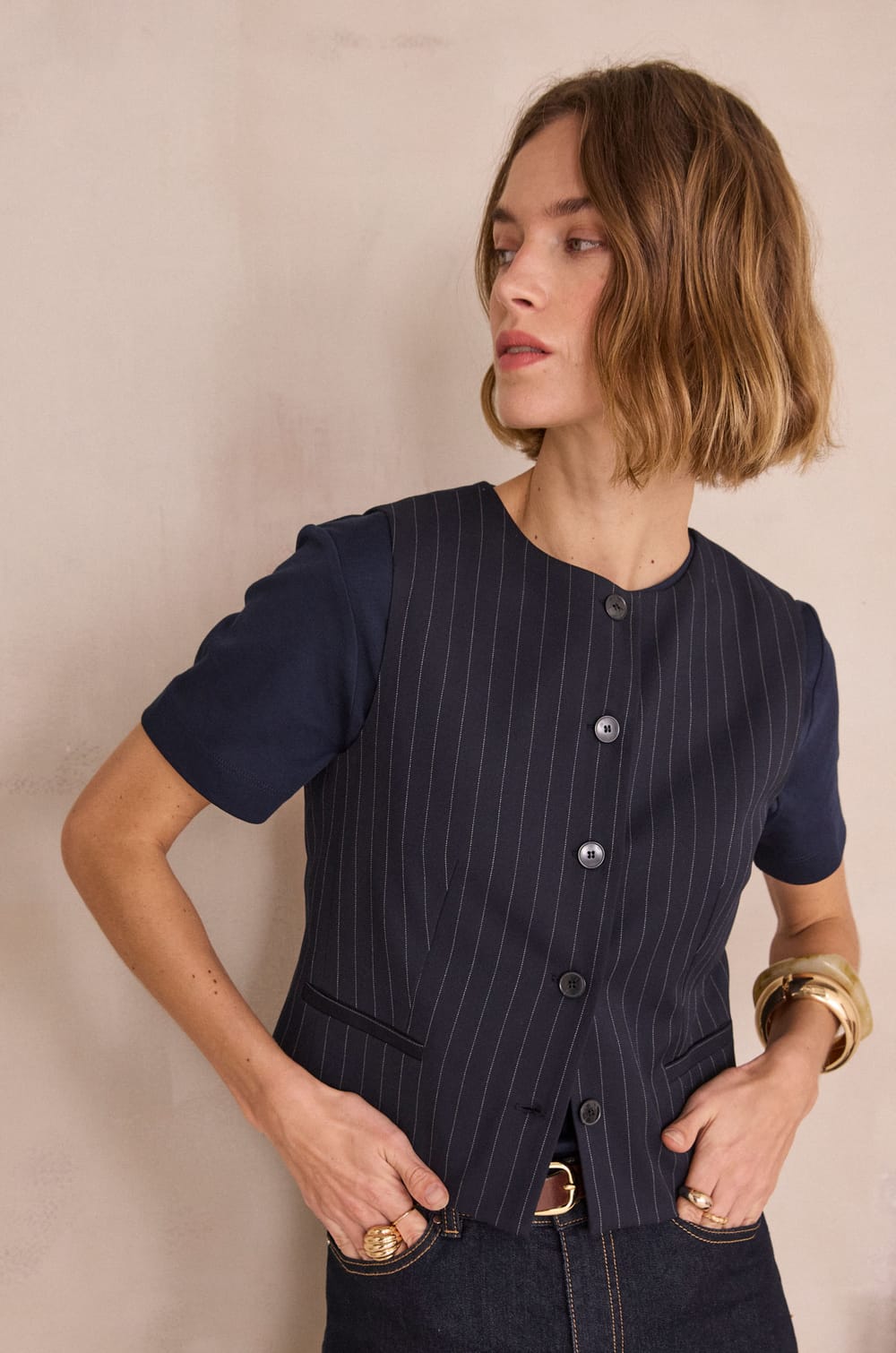 Gilet de tailleur sans manches CLIFF;${refinementColor}