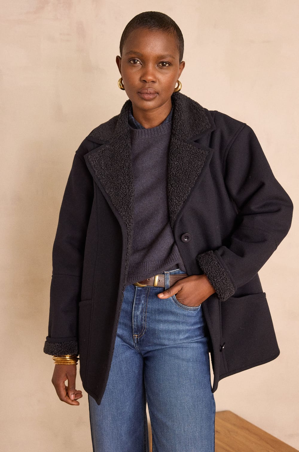 DEBBIE faux shearling coat;${refinementColor}