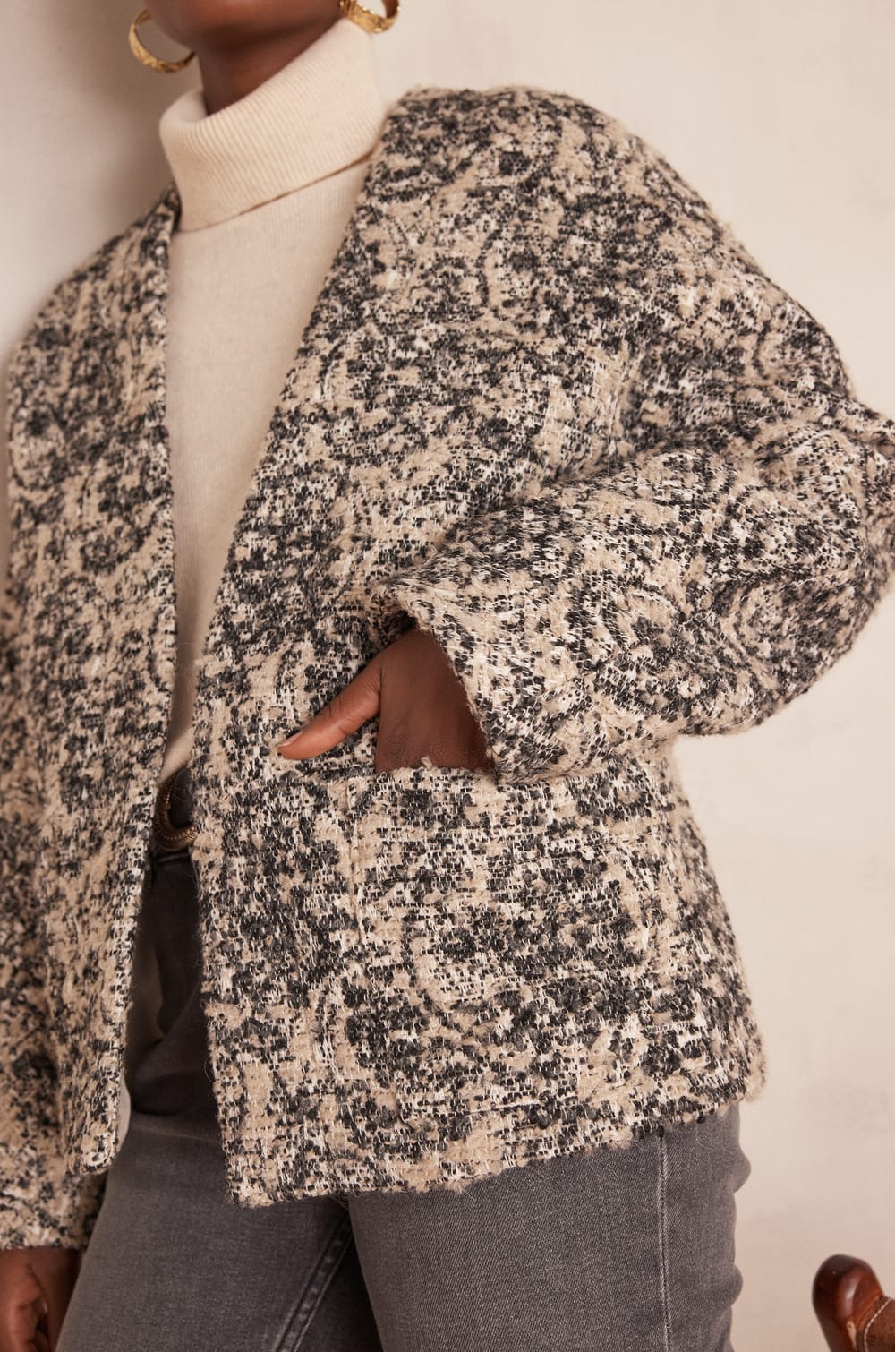 CAROLINE B Jacket in cotton tweed;${refinementColor}