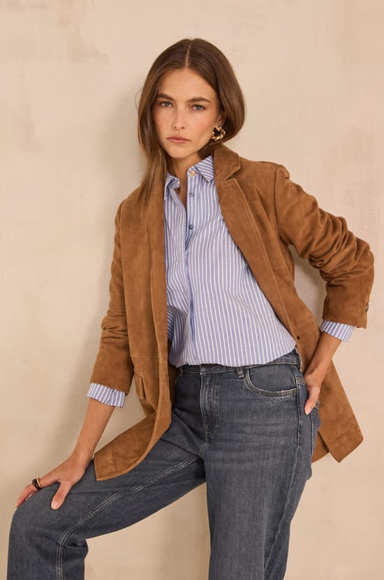 NELIA suede leather balzer;${refinementColor}