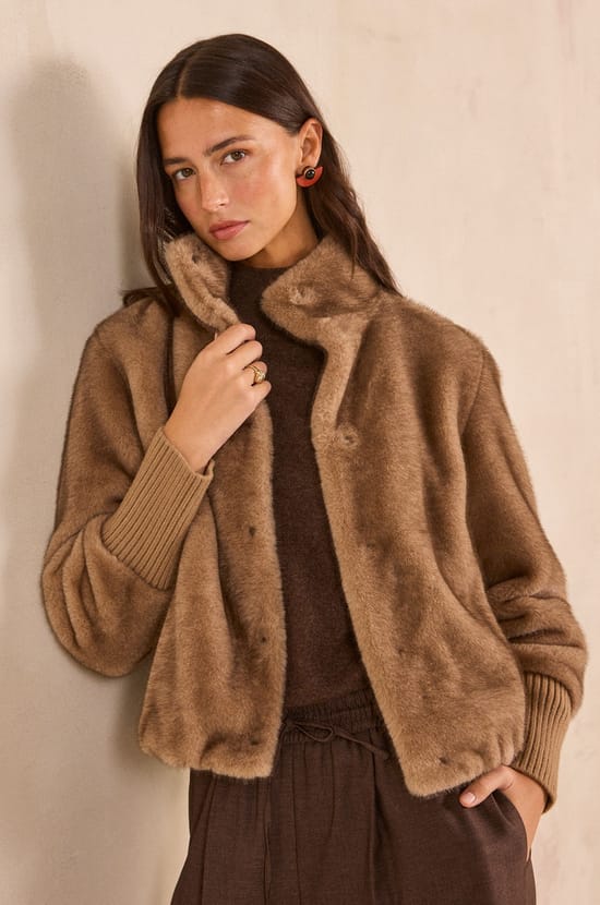 CYNTHIA faux fur jacket;${refinementColor}