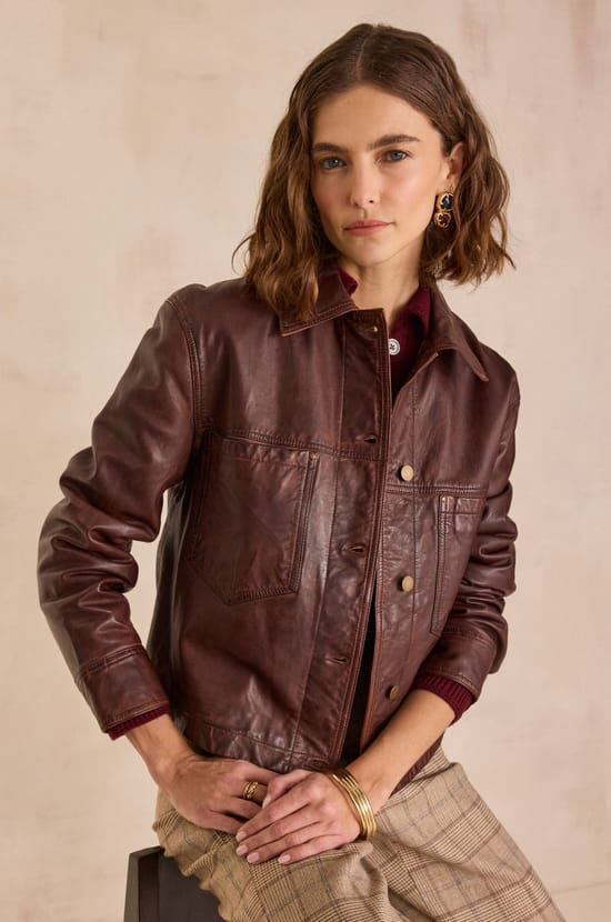 CARLA 100% leather jacket;${refinementColor}