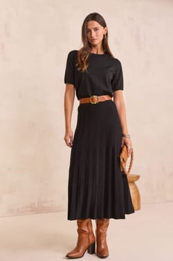 Pleated knit skirt OMBRE;${refinementColor}