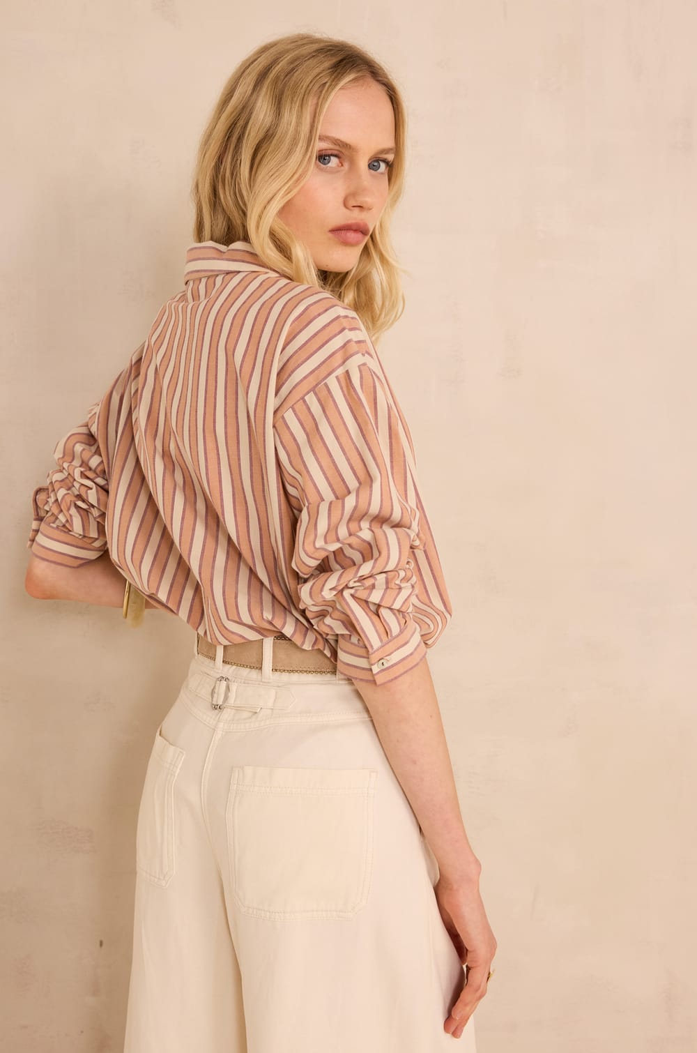 MARILOU striped long-sleeve cotton shirt;${refinementColor}
