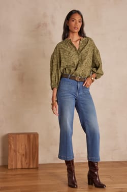 Jean LEA CROPPED en denim;${refinementColor}