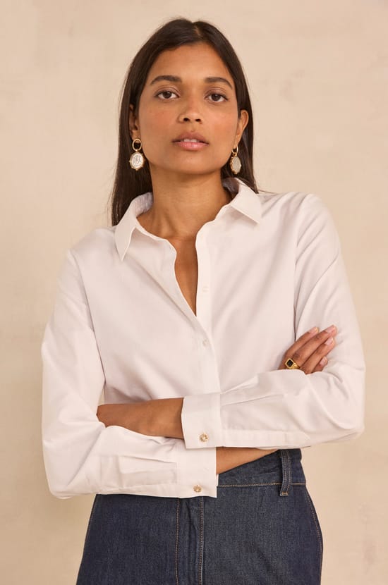 CARLA long-sleeve cotton shirt;${refinementColor}