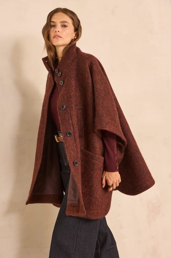 Cassy mottled wool cape;${refinementColor}