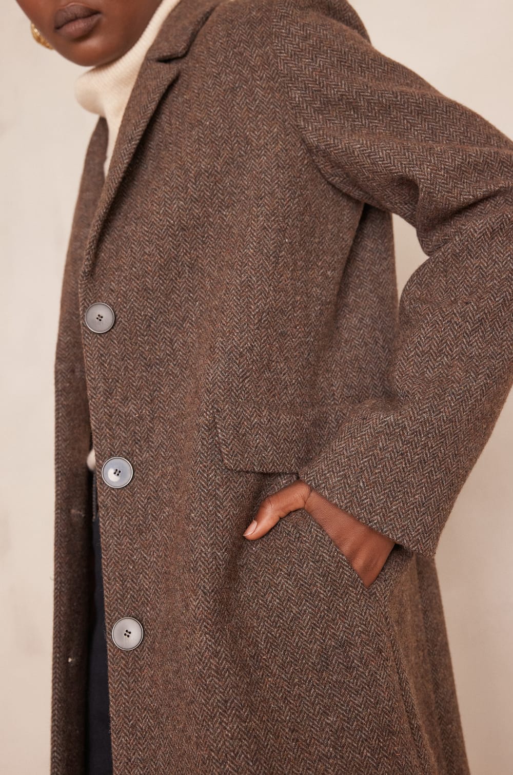 ANABELLE coat with chevron pattern;${refinementColor}