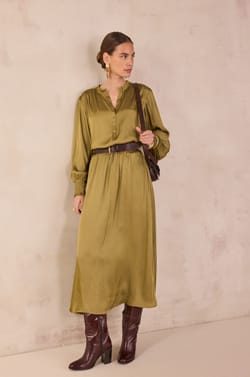 Satin blouse with puff sleeves DEESSE;${refinementColor}