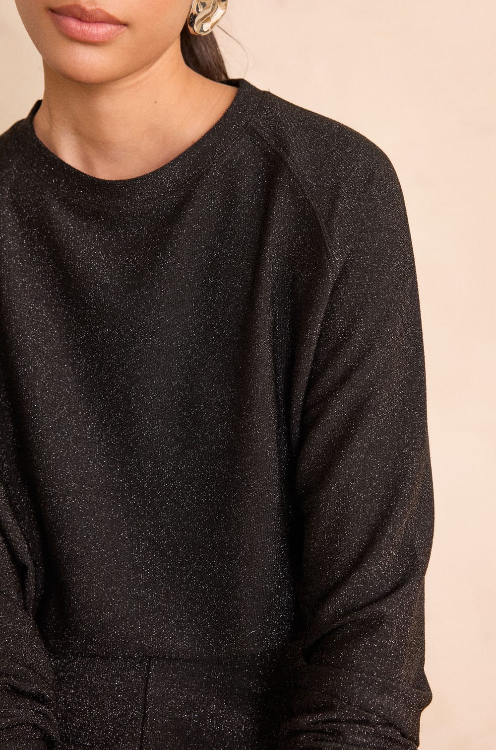 Long-sleeved sequined top FLAMME;${refinementColor}