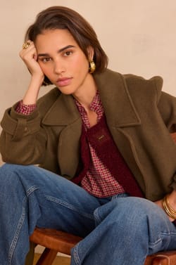 BETH checked cotton blouse;${refinementColor}