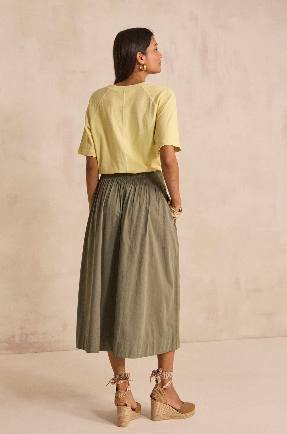 Fluid cotton midi skirt ORLANDO;${refinementColor}