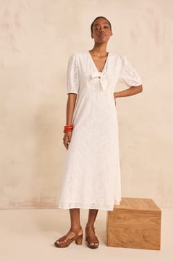 Straight embroidered cotton dress LAURENE;${refinementColor}