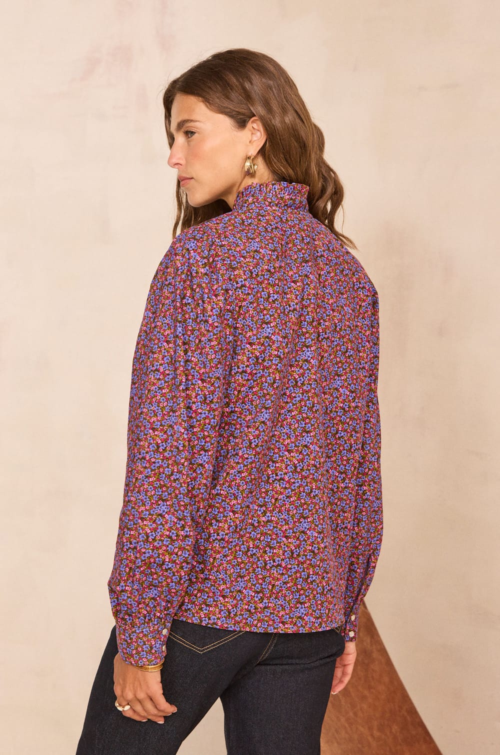 Long sleeve cotton blouse MANUELLA;${refinementColor}