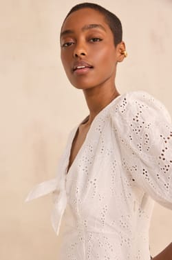 Straight embroidered cotton dress LAURENE;${refinementColor}