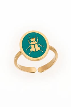 Bague médaille scarabée turquoise Bijoux Léone;${refinementColor}