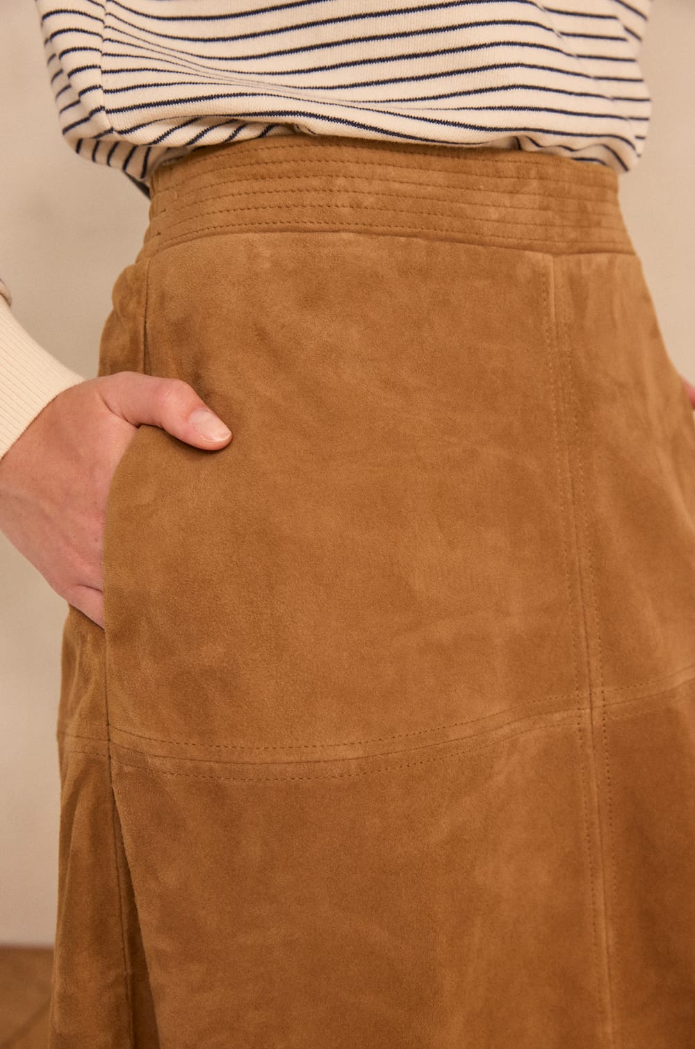 VALERIA suede A-line skirt;${refinementColor}