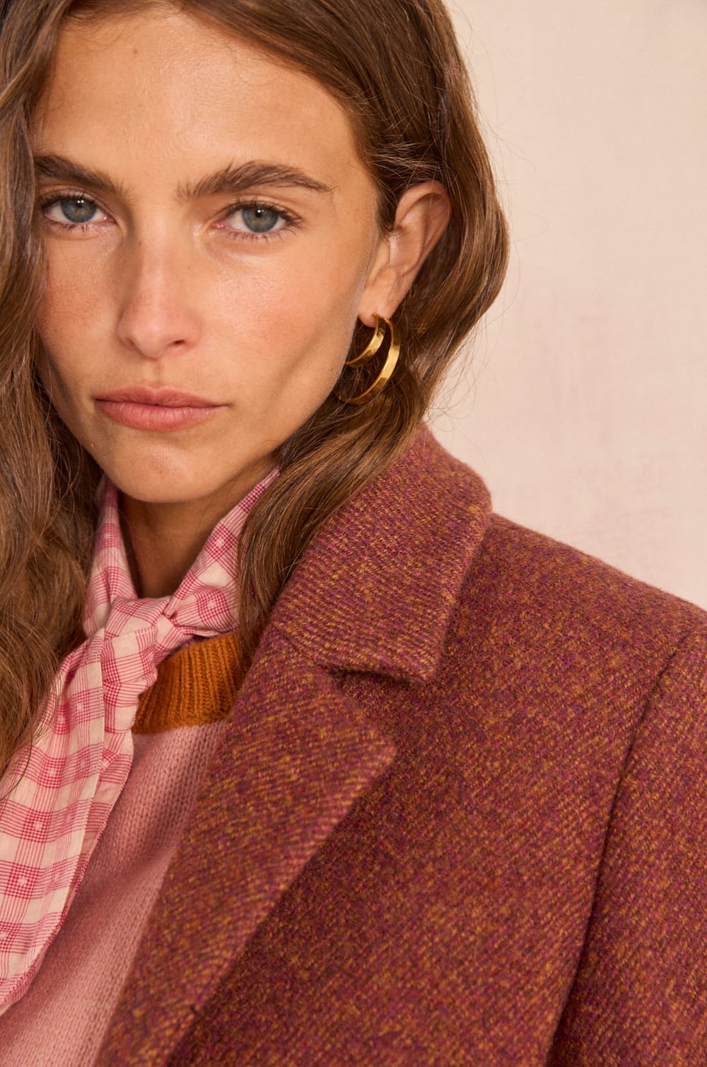 Anabelle long sleeve mixed wool coat;${refinementColor}