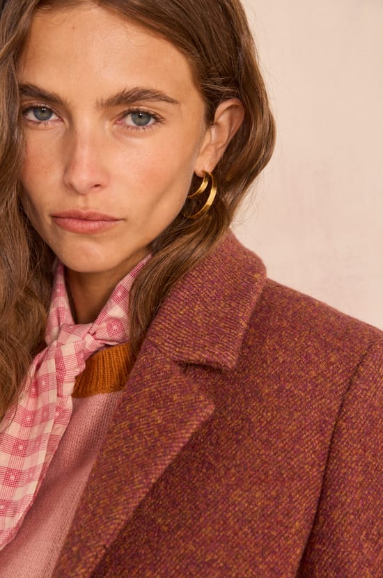 Anabelle long sleeve mixed wool coat;${refinementColor}