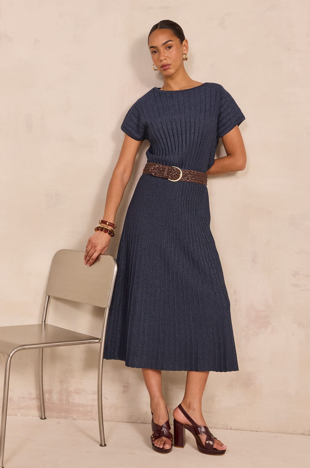 Pleated mesh skirt OLYMPE;${refinementColor}