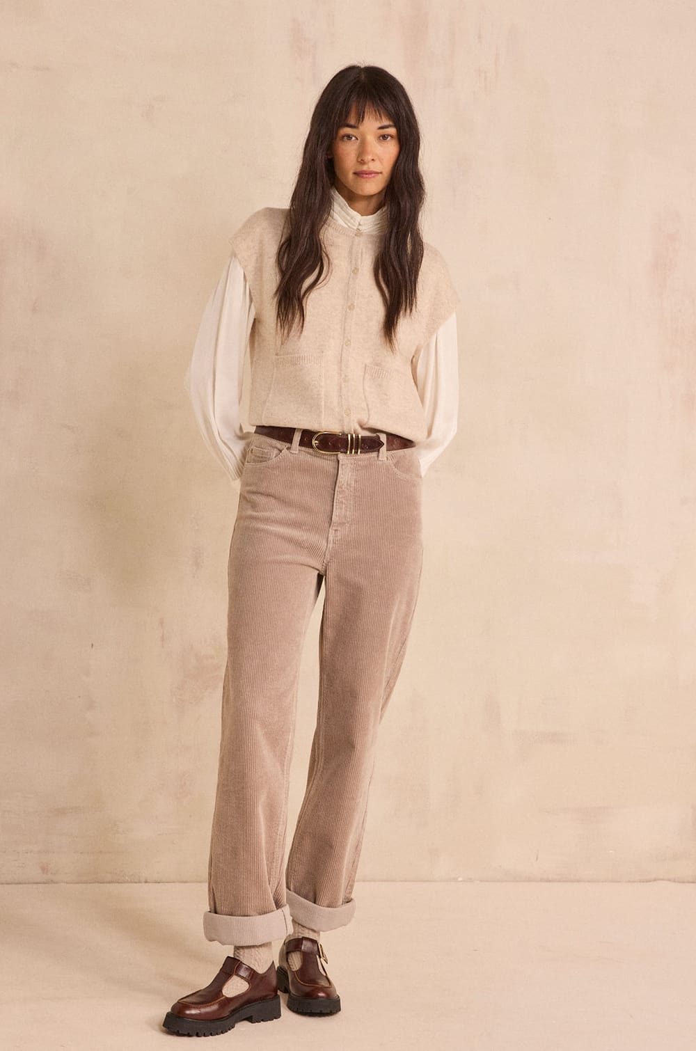 Straight velvet pants AGATHE;${refinementColor}