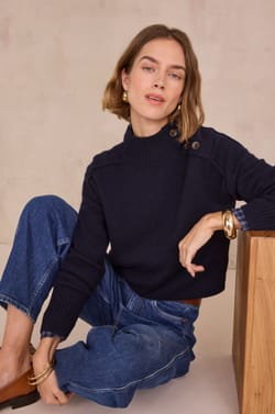 Pull col montant en 100% cachemire 4 fils BRADLEY;${refinementColor}