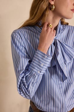 SANDRINE cotton striped shirt;${refinementColor}
