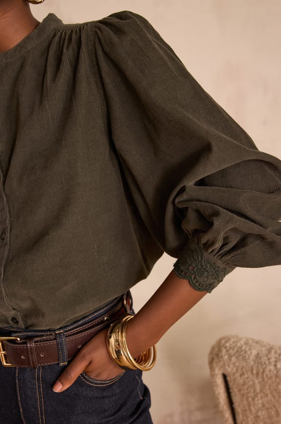 SENNA blouse in 100% cotton corduroy;${refinementColor}